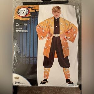 Demon Slayer Zenitsu Costume and Wig child size large 12-14